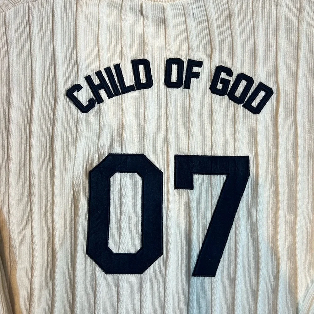 Not yet home ribbed white sweater child of god size large - Picture 5 of 5